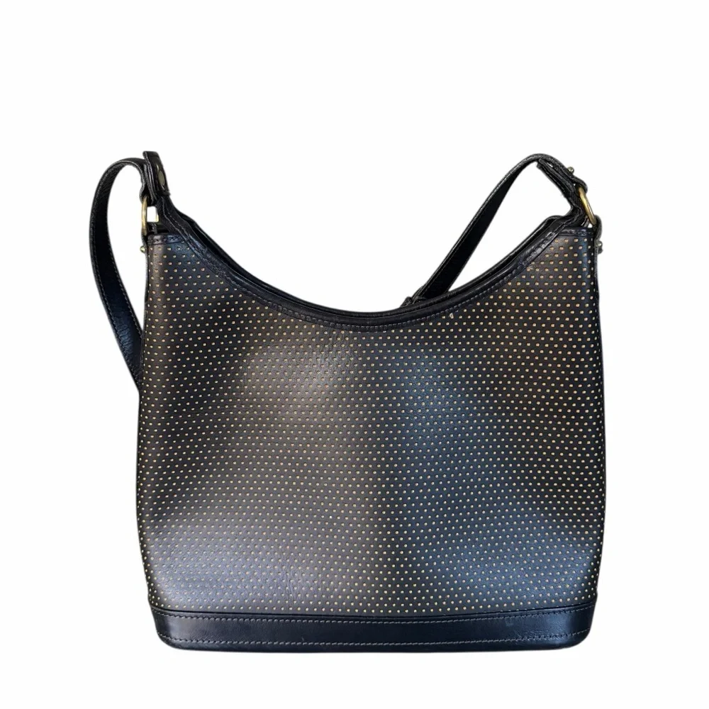 Dooney & Bourke Vintage Cabrio Perforated Polka Dot Leather Hobo Shoulder Bag